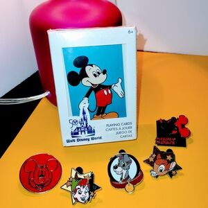 Disney Mickey Mouse  50th Anniversary Playing Cards and Pins Set